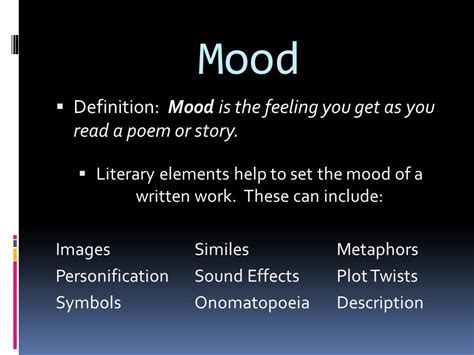 mood definition in poetry and the role of imagery